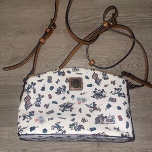 Dooney & Bourke White and Brown Crossbody Bag with Fun Print